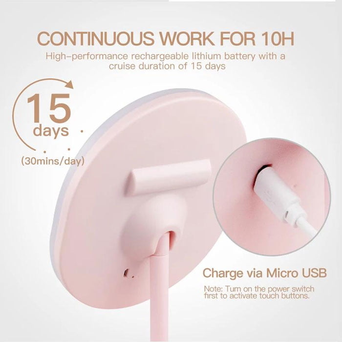 Led Makeup Mirror Desktop With Light Beauty Makeup Portable Mirror 3 Light Options