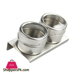 Magnet Spice Rack Set of 2 Magnetic Stainless Steel Spice Jar