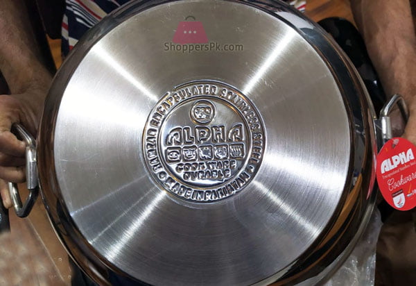 Alpha Stainless Steel Karahi Double Bottom Heavy Wok – 32Cm