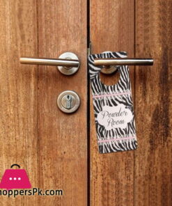 Powder Room Sign Hanging on Door Handle
