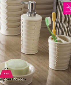 Primanova Palm Beige Break-Resistant Resin Material 3 Pcs Bathroom Set Turkey Made