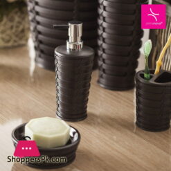 Primanova Palm Black Break-Resistant Resin Material 3 Pcs Bathroom Set Turkey Made