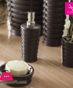 Primanova Palm Black Break-Resistant Resin Material 3 Pcs Bathroom Set Turkey Made