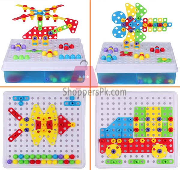 Electric Drill &Amp; Screw Driver Tool Set Mosaic Puzzles Peg 223 Pieces