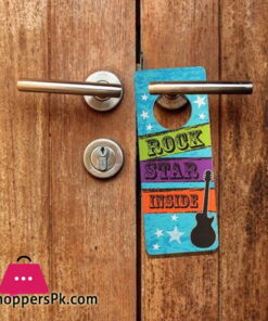 Rock Star Inside Sign Hanging on Door Handle