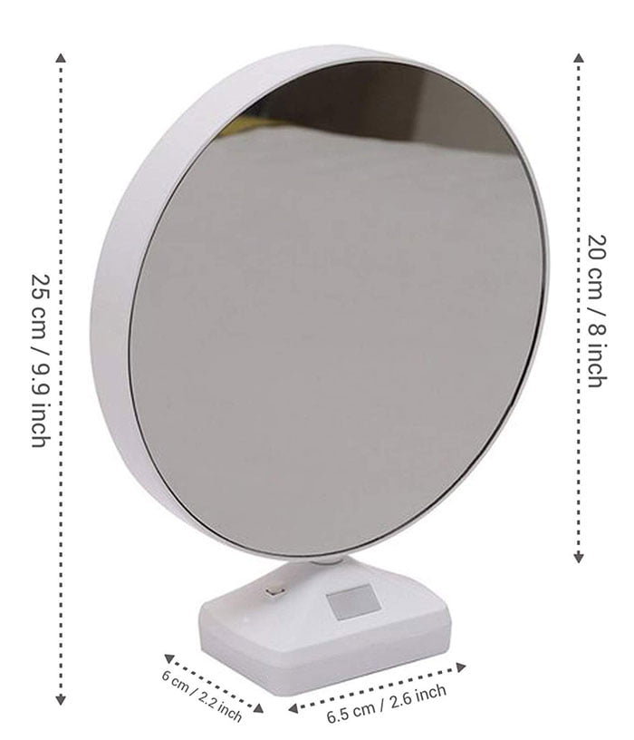 Round Magic Mirror Cum Photo Frame With Led Light For Table Home Decor Bedroom (25 Cm X 6.5 Cm X 6 Cm)