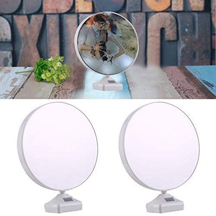 Round Magic Mirror Cum Photo Frame With Led Light For Table Home Decor Bedroom (25 Cm X 6.5 Cm X 6 Cm)