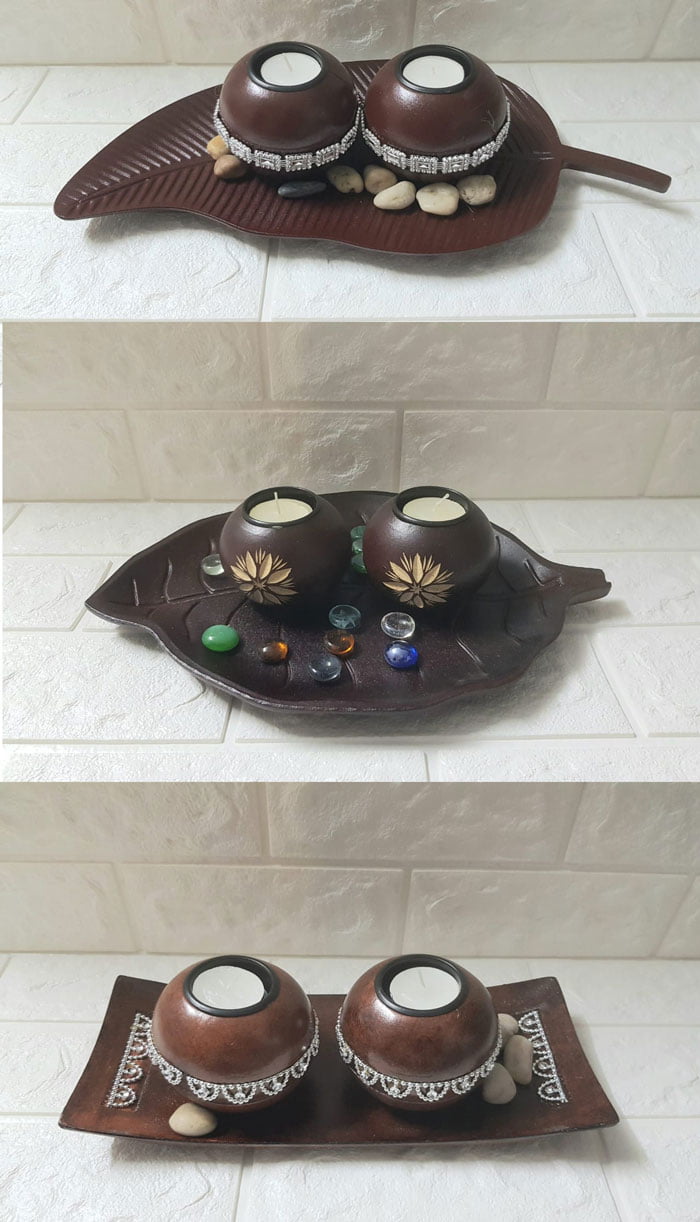 Wood Fancy Candles Brown 00213