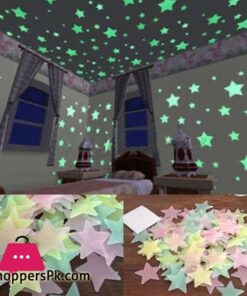 100 Pcs - 3D Stars Glow In The Dark Wall Stickers Luminous Fluorescent Wall Stickers For Kids Baby Room Bedroom Ceiling Home Decor