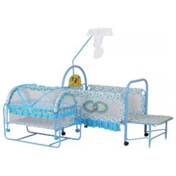 Beautiful Print Blue Metal Cot 256