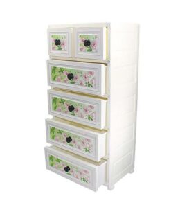 4+2 Jumbo Handle Drawers White Green Flower 705863 - Image 3