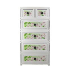 4+2 Jumbo Handle Drawers White Green Flower 705863
