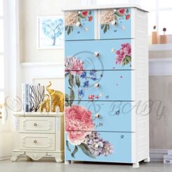 4+2 Jumbo Drawer Colourfull Flower Blue Na-665873
