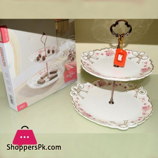 Goldkish Porceline 2 Tier Cake Stand Cupcake Stand
