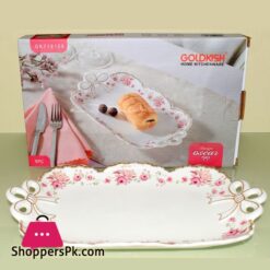 Goldkish Porceline Serving Plate Flat Rectangle 12 - Inch