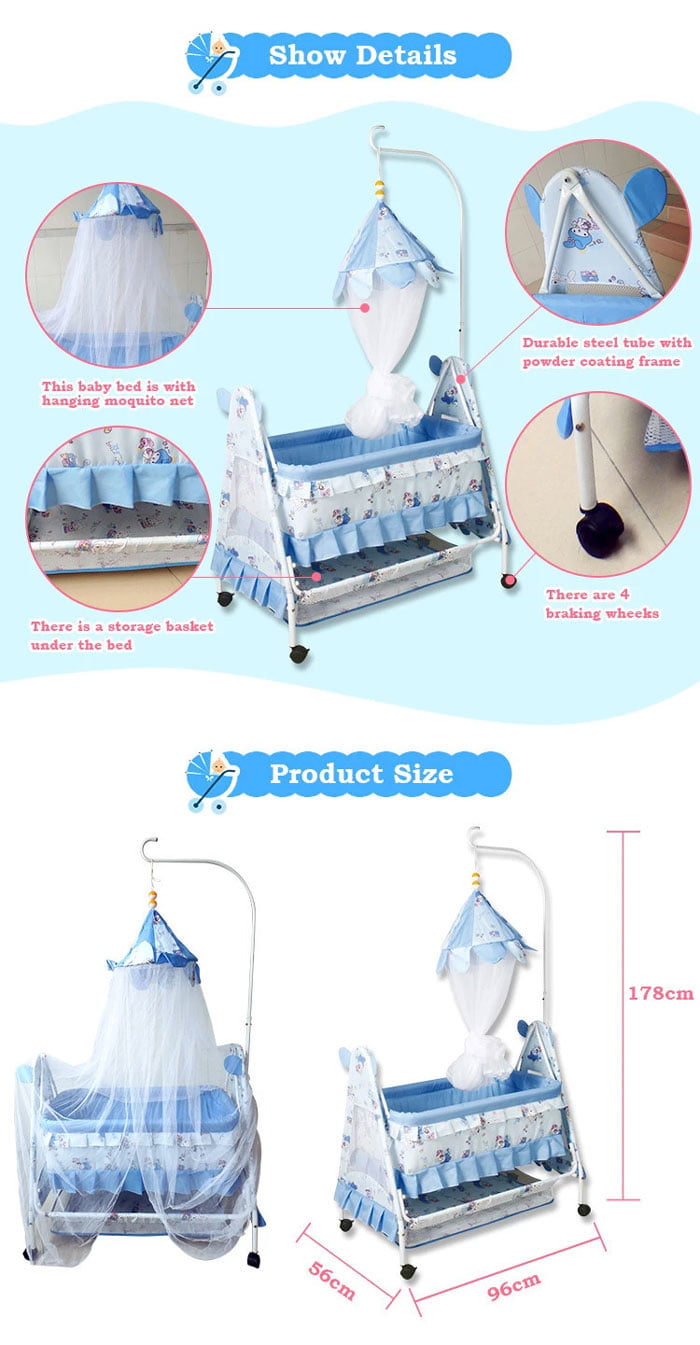 Bambino Moon N Bear Baby Cradle - High Quality Fancy Gift Baby Sleeping Cot - 877