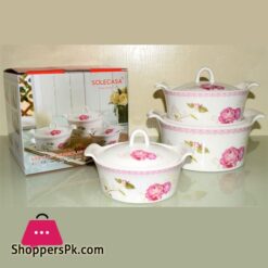 Solecasa Casserole Set With Ceramic Lids - Printed - Set Of 3