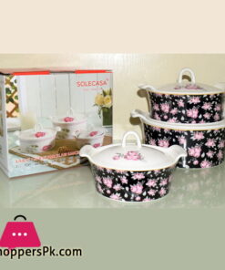 Solecasa Casserole Set With Ceramic Lids - Printed - Set Of 3