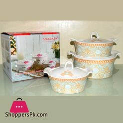Solecasa Casserole Set With Ceramic Lids - Printed - Set Of 3