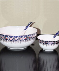 Soup Set With Spoons - Set of 14 Pieces - Ceramic