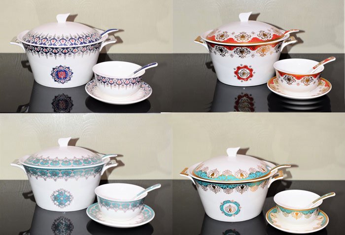 Soup Set With Spoons – Set Of 21 - Pieces – Ceramic 4 Soup Set With Spoons – Set Of 21 - Pieces – Ceramic