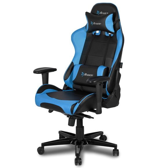 Arozzi Verona V2 Advanced Racing Style Gaming Chair with High Backrest, Recliner, Swivel, Tilt, Rocker and Seat Height Adjustment Blue