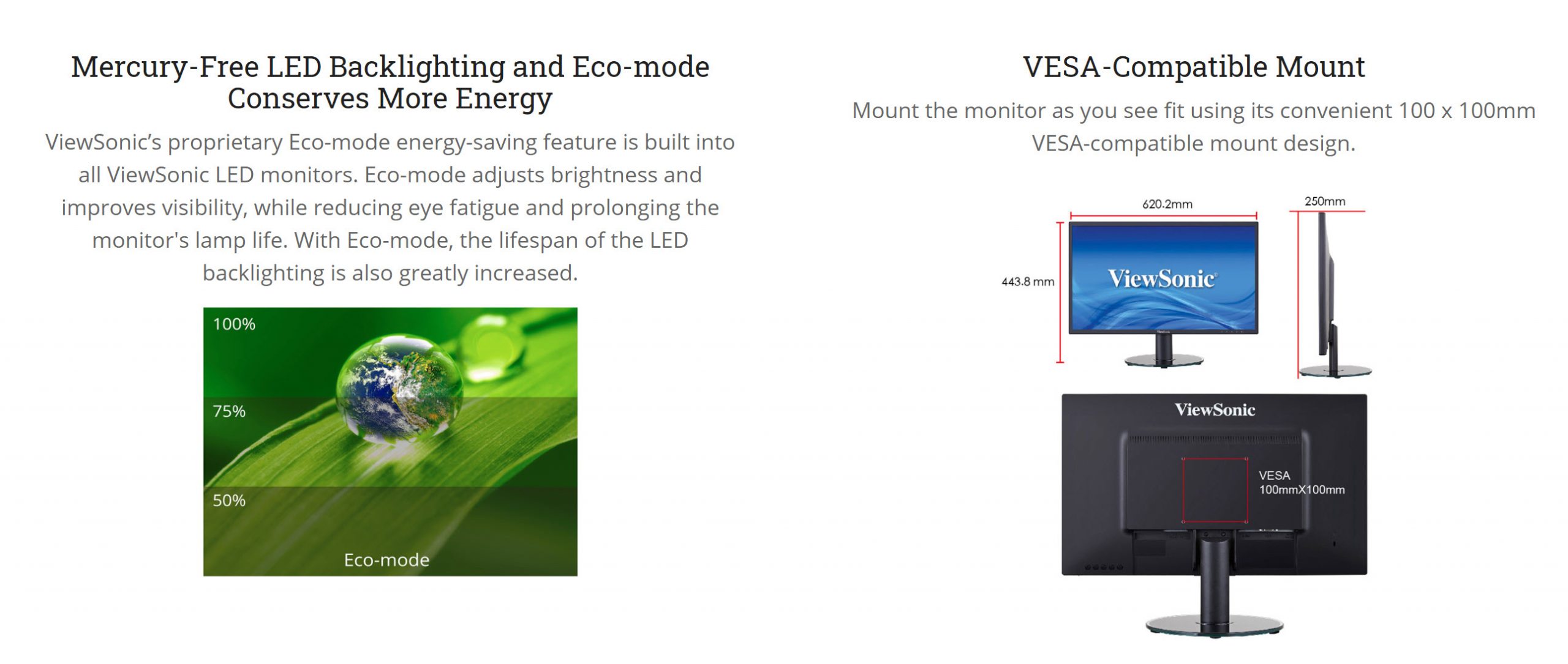 ViewSonic VA2719-sh 27” Full HD SuperClear® IPS LED Monitor – New