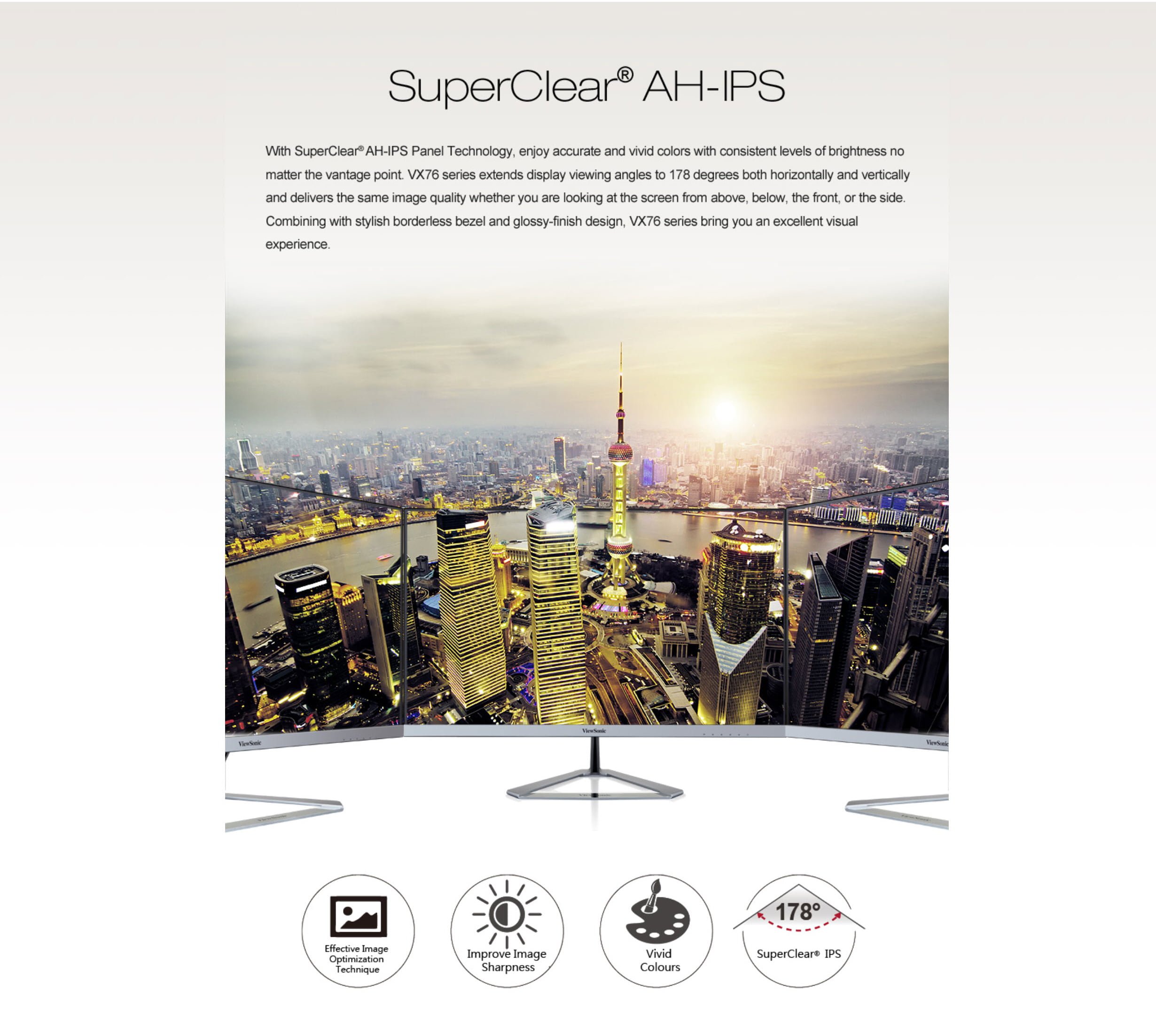 ViewSonic VX2476-smhd 24″ Full HD Ultra-Slim Frameless Monitor – New