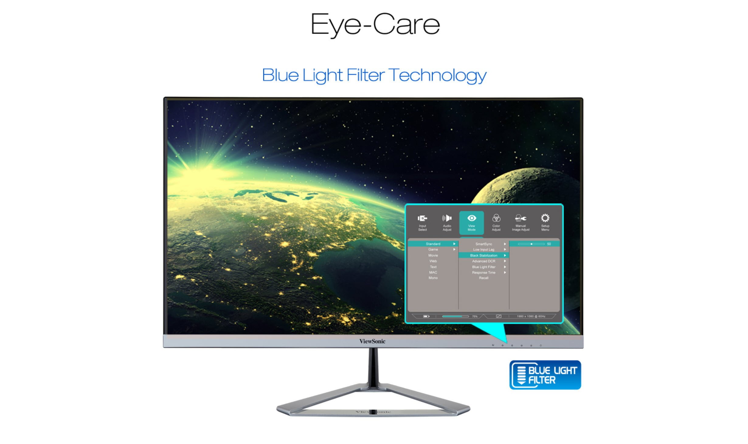 ViewSonic VX2476-smhd 24″ Full HD Ultra-Slim Frameless Monitor – New