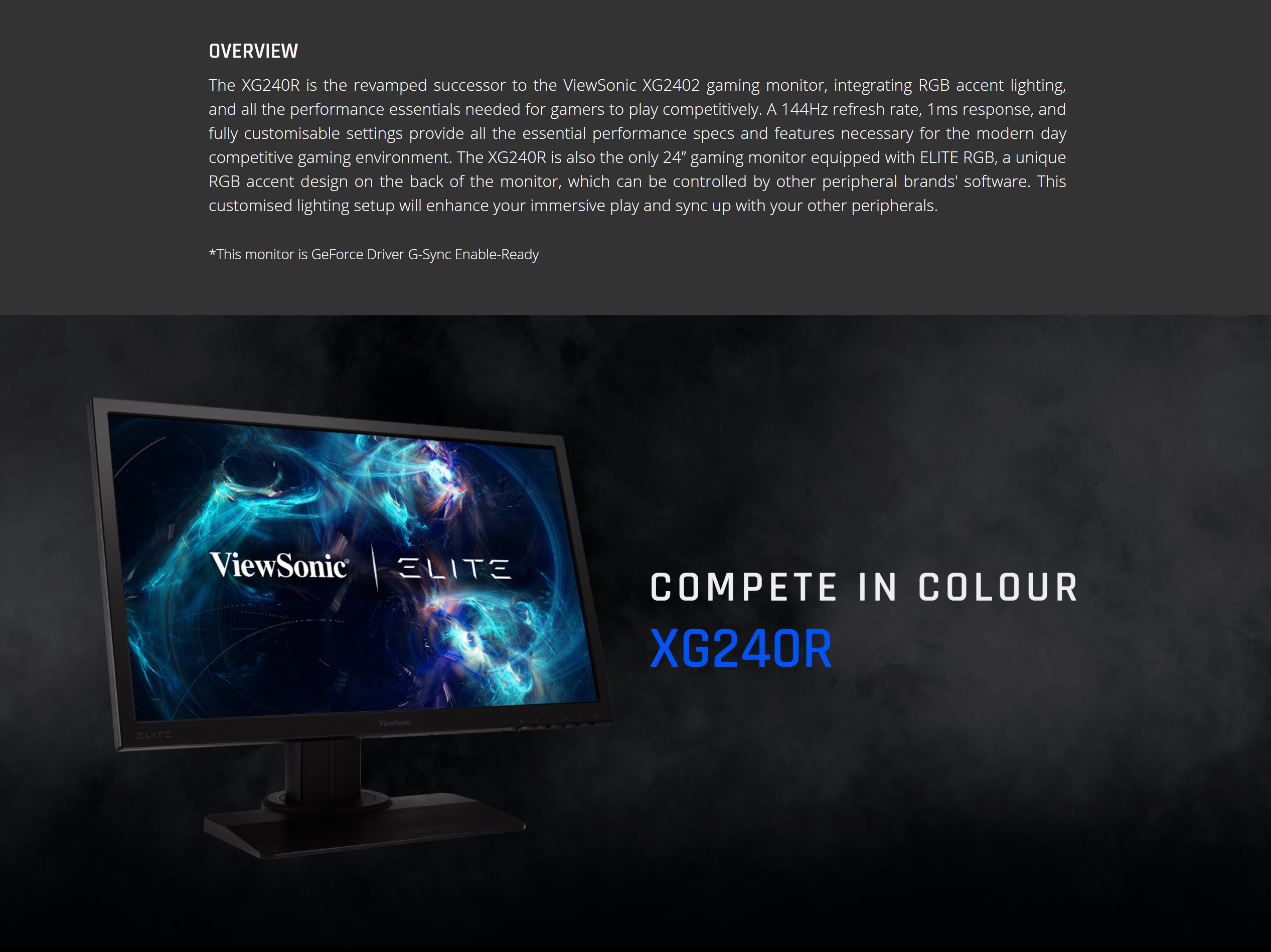 ViewSonic XG240R 24″ RGB Gaming Monitor – Open Box