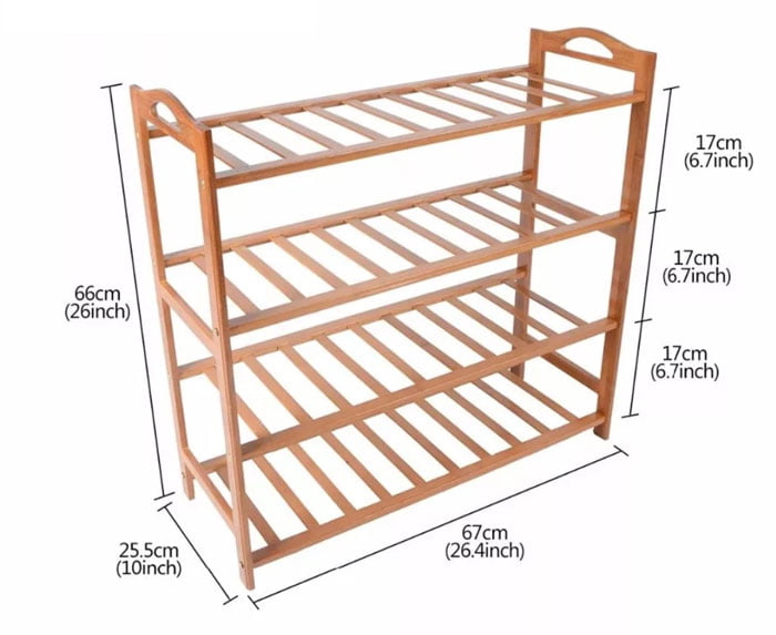 4 Layer Bamboo Wooden Shoe Rack Stand Storage Shelf Unit