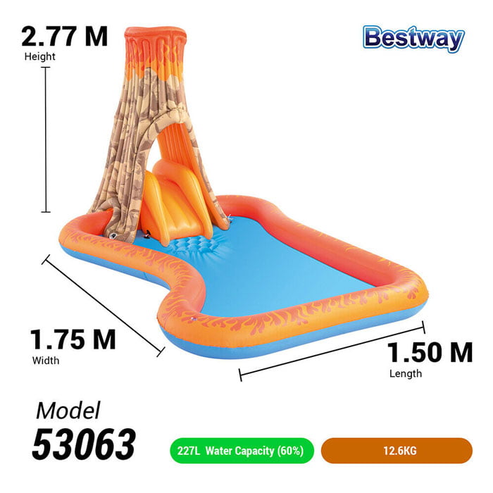 Bestway Volcano Splash Island Paddling Pool 277 X 175 X 150 Cm - 53063