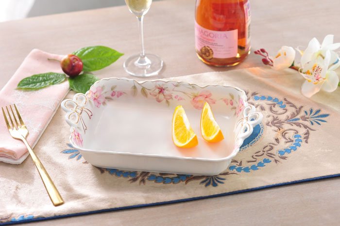 Goldkish Porceline Serving Dish Deep Rectangle 12 - Inch