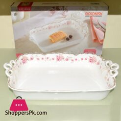 Goldkish Porceline Serving Dish Deep Rectangle 14 - Inch