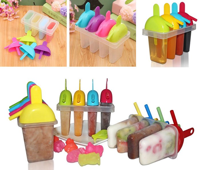 Ice Pop Candy Lolly Popsicle Kulfi Maker Mould Set of 4 Pcs