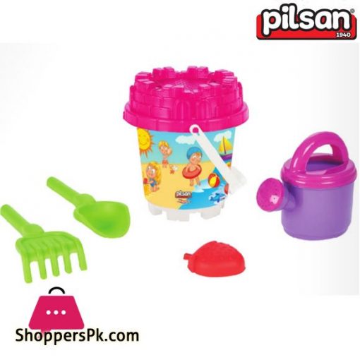 Pilsan Mini Castle Sand Bucket Set with Water Can Turkey Made 06-023