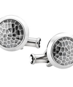 Montblanc Iconic Martelé Cufflinks, Steel, Brushed, 124207