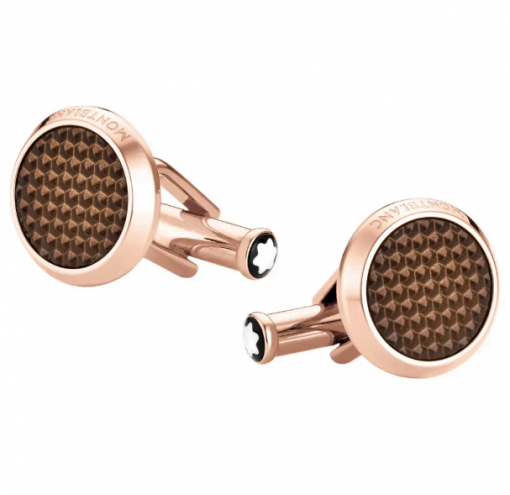 Montblanc Iconic Cufflinks, Stainless steel, PVD, Lacquer, Brown, 118603