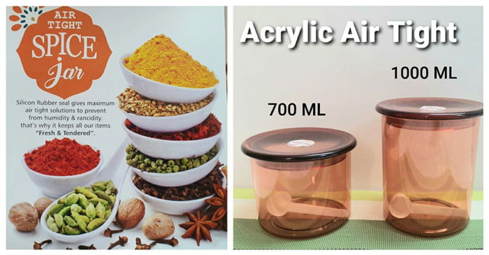 Acrylic Air Tight Spice Jar 2 Pcs Set