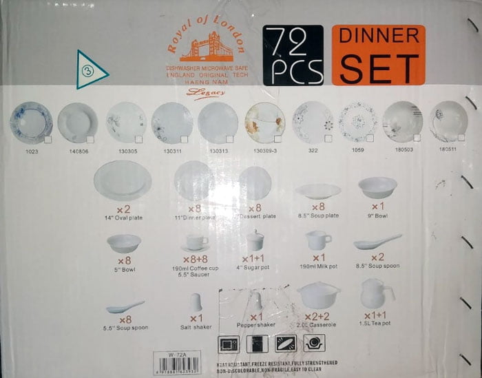 Royal of London 72 Piece Marble Dinner Set