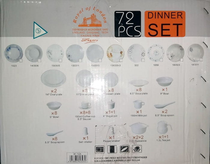 Royal Of London 72 Piece Marble Dinner Set