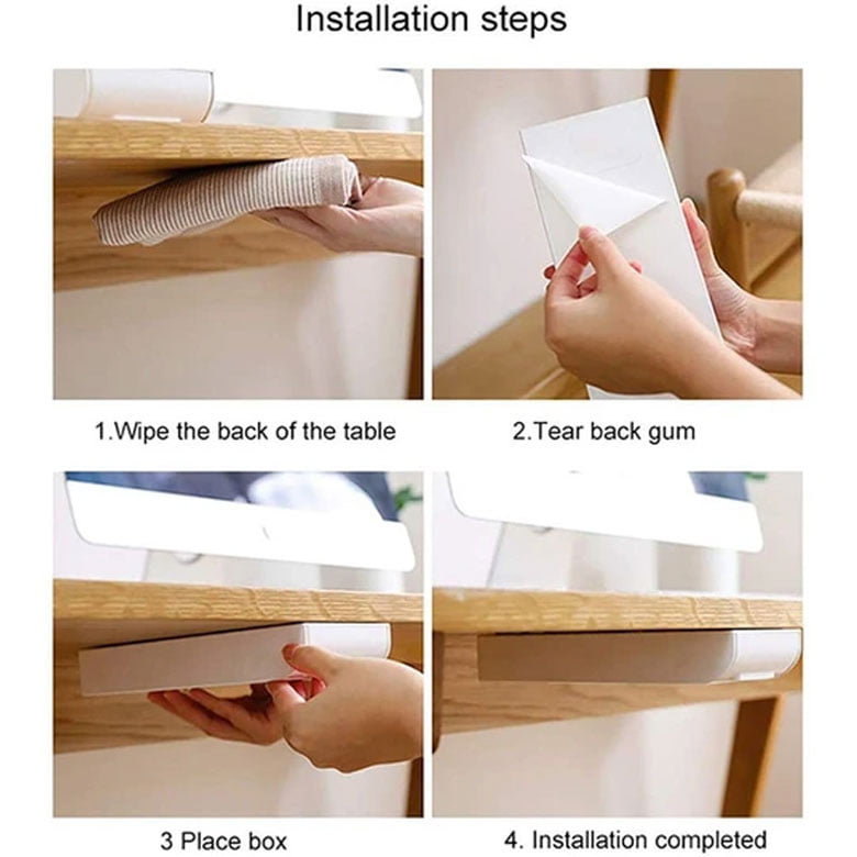 Table Drawer Hidden Under Paste Plastic Desk Organizer
