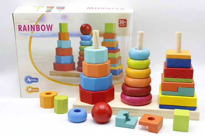 Wooden Three Column Rainbow Tower (Kc4290)