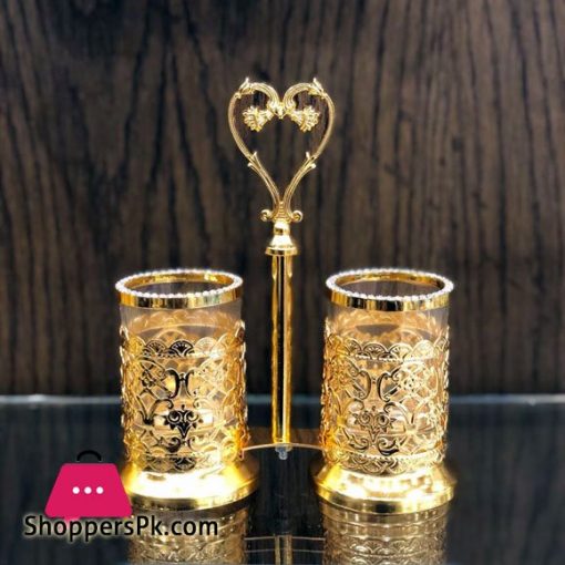 2 x Gold Plated Cutlery Holder for Modern Kitchen & Dining Table