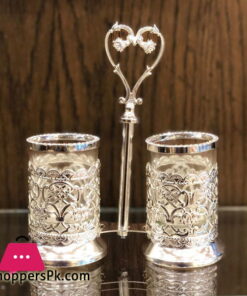 2 x Silver Plated Cutlery Holder for Modern Kitchen & Dining Table