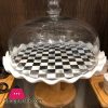 Ceramic Base Glass Lid Bamboo Base Cake Dish Cake Dome