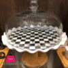 Ceramic Base Glass Lid Bamboo Base Cake Dish Cake Dome