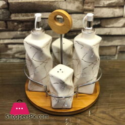 Ceramic Marble Design Salt & Pepper Shaker Set 4 Pcs Sauce Set