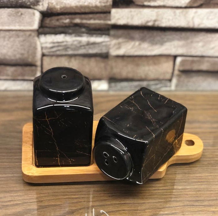 Ceramic Marble Design Salt &Amp; Pepper Shaker Set