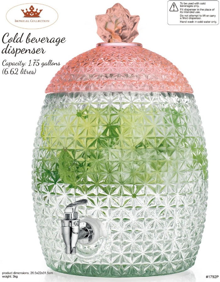 Imperial Collection Cold Beverage Dispenser Glass 6.5 Liter
